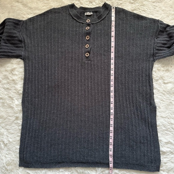 Free People Sweater Around The Clock Pullover Ribbed Charcoal Gray XS - Picture 10 of 11
